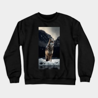 Greenbubble Wolf in Snow Wallpaper - Plant a Tree with Every Purchase! Crewneck Sweatshirt